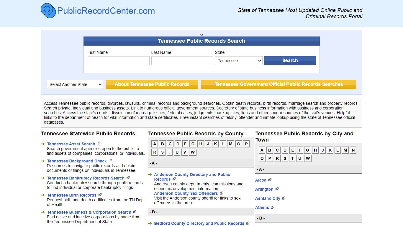 Tennessee Free Public Records, Criminal Records And ...